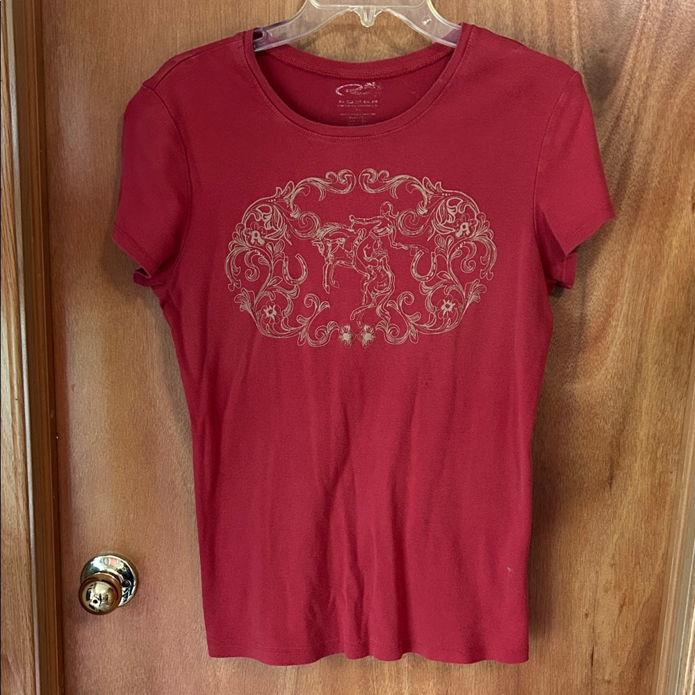 Vintage Roper Red Short Sleeve Tee Bucking Horse Graphic Design XL